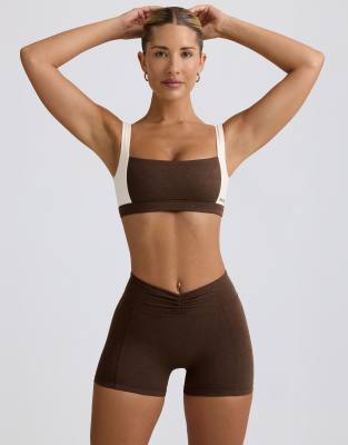 Bo+tee Bo + Tee Ruched Mini Shorts In Brown