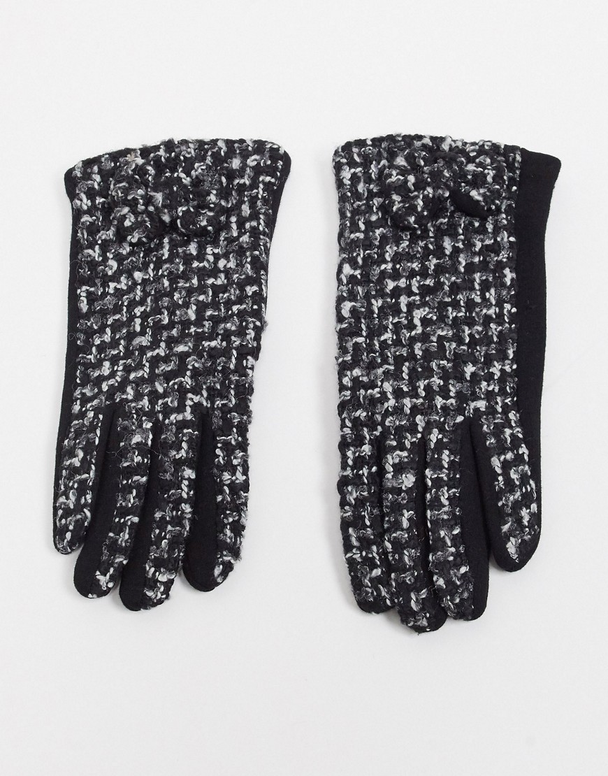 Boadmans boucle glove with bow detail in black