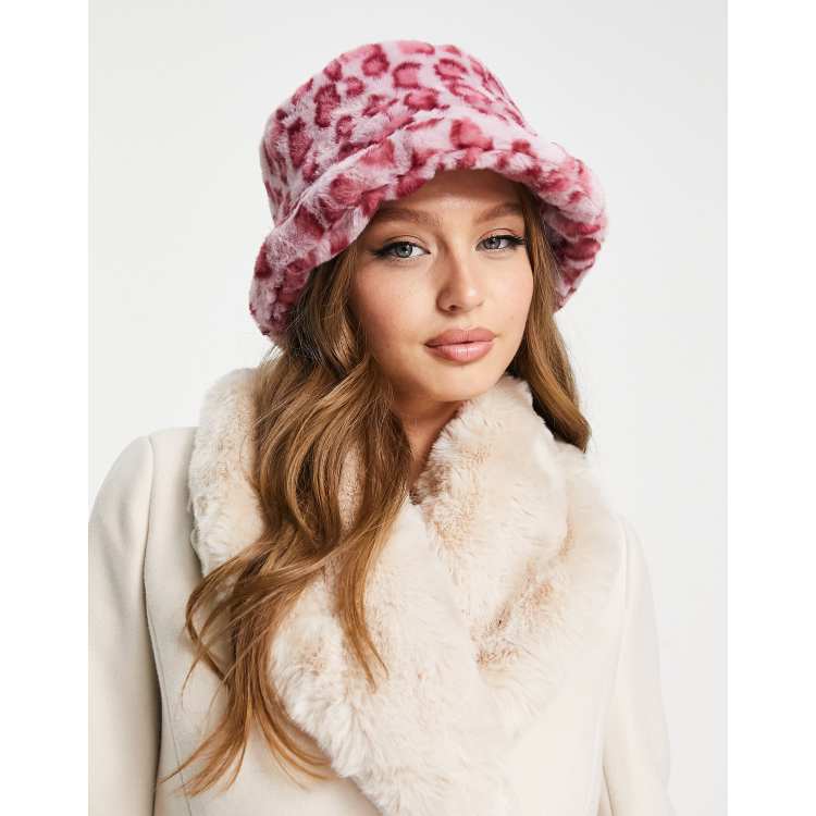 Faux Fur Patterned Bucket Hat