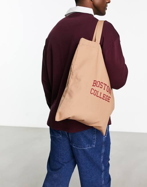 Boardmans – Beżowa torba typu tote z napisem „Boston College”, 2 z 4