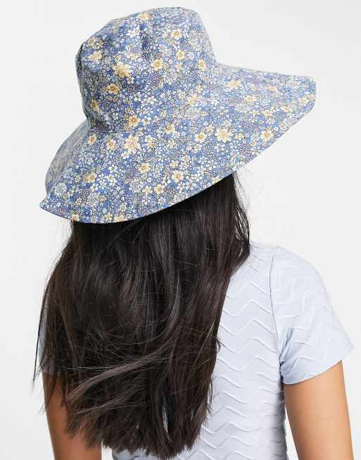 Boardmans – Blå, blommig solhatt med brett, vippigt brätte, 4 av 4