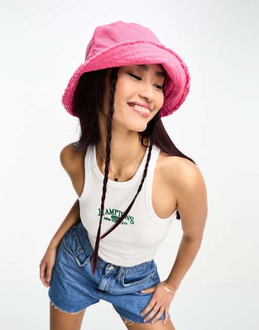 Boardmans - Bucket hat met gerafelde rand in roze