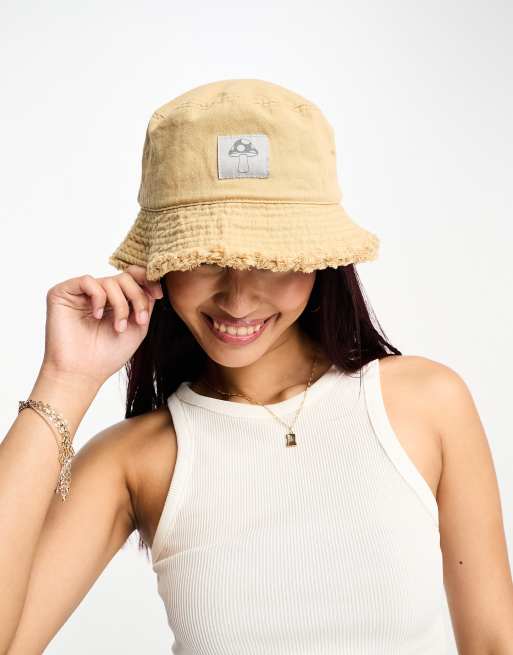 Boardmans - Bucket hat met paddenstoelmotief in beige