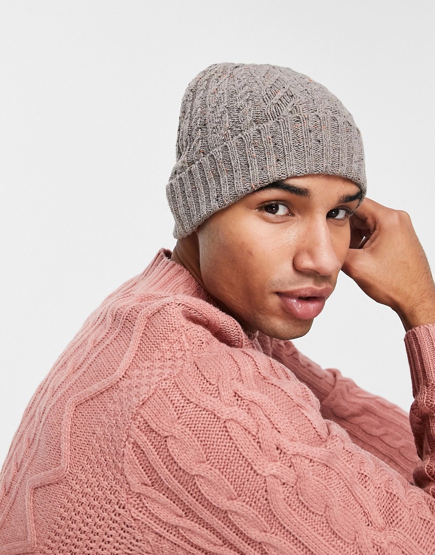 Boardmans cable knit beanie in grey