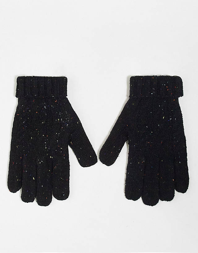 Boardmans - cable knit gloves in black