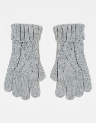 Boardmans cable knit gloves in grey