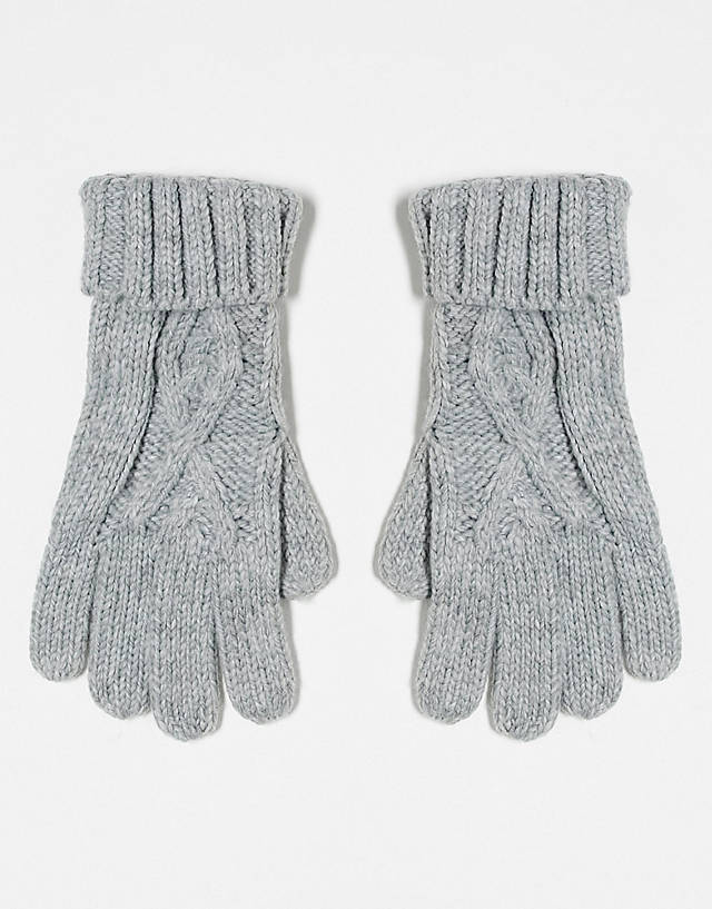 Boardmans - cable knit gloves in grey