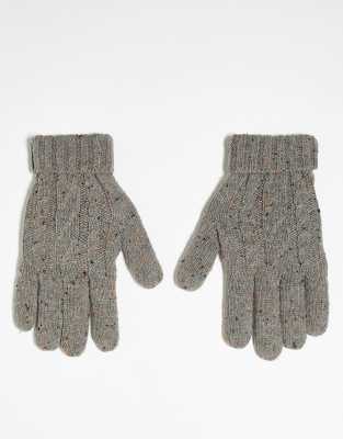 Boardmans cable knit gloves in grey