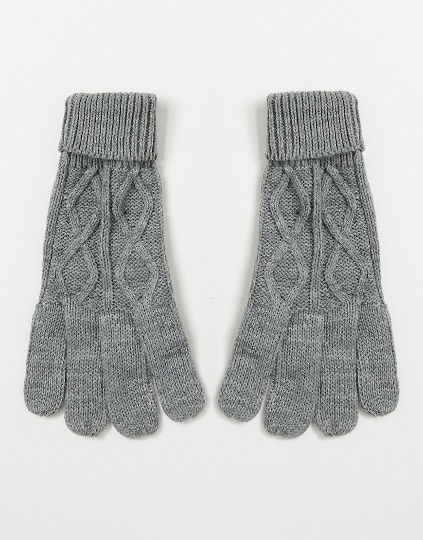 Boardmans cable knit gloves-Grey