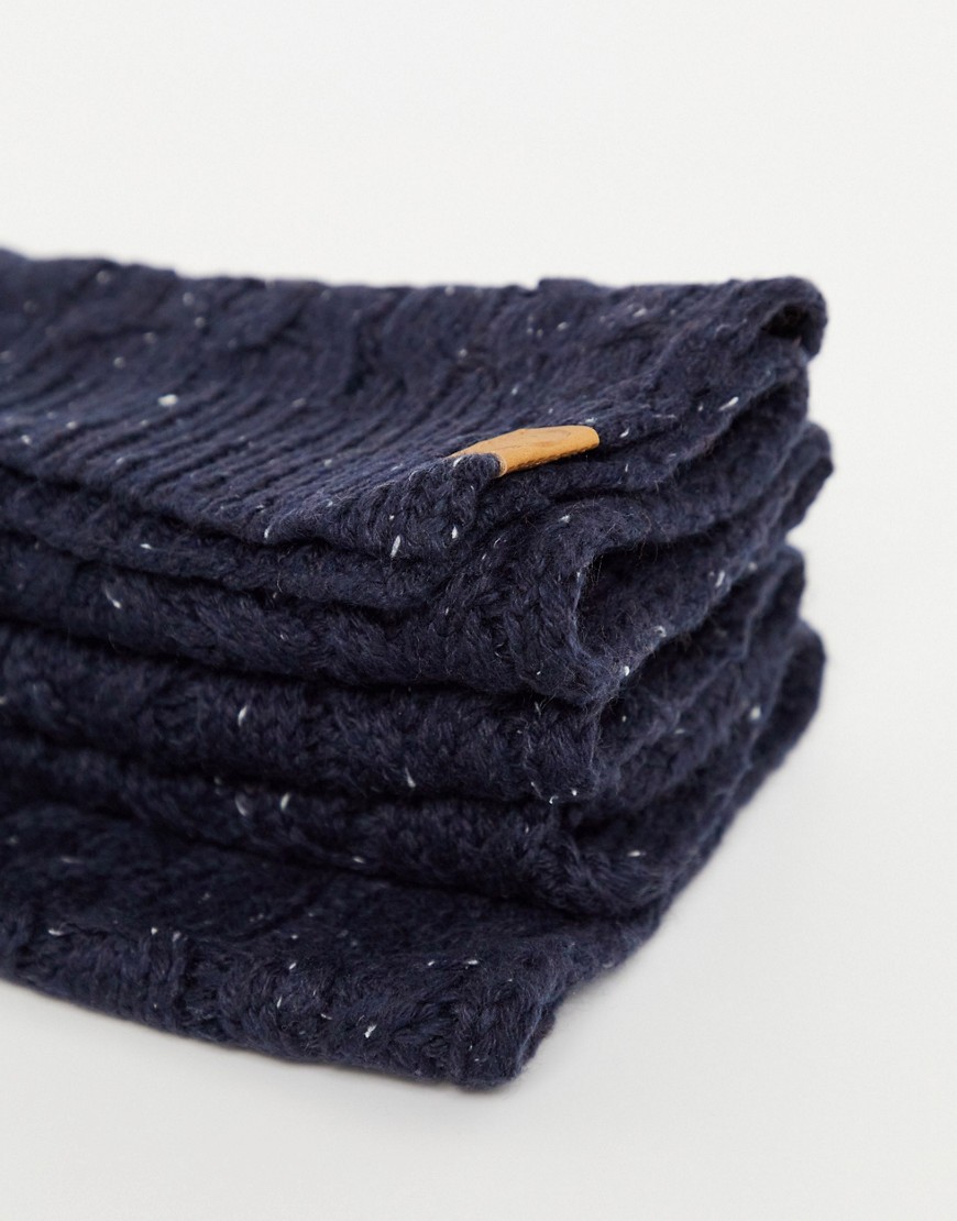 Boardmans cable knit scarf-Navy