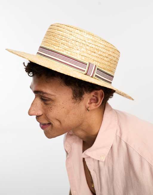 Boardmans - Cappello da barca in paglia con finiture a righe
