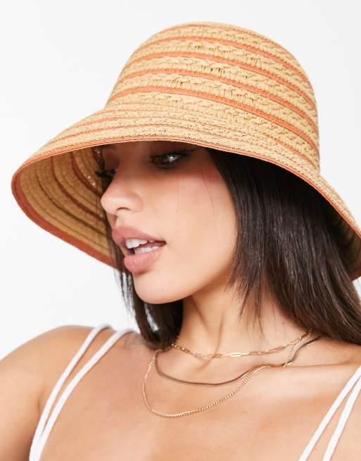 Boardmans - Cappello da pescatore in paglia a righe di colore neutro