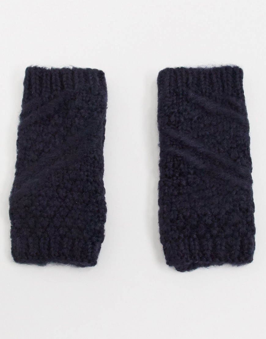 Boardmans caroline textured knitted armwarmers in navy-Blue