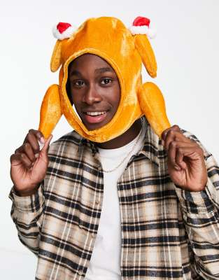 Chapeau De Noël Déguisement Adulte En Forme De Dinde Farcie - Peluche Amusante Pour Repas De Fête