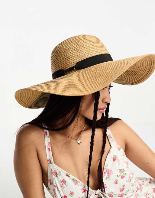 Boardmans - Chapeau de soleil souple en paille à bordure contrastante