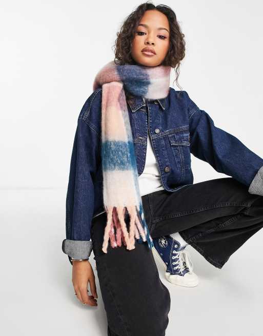 Boardmans check fringe scarf in multi