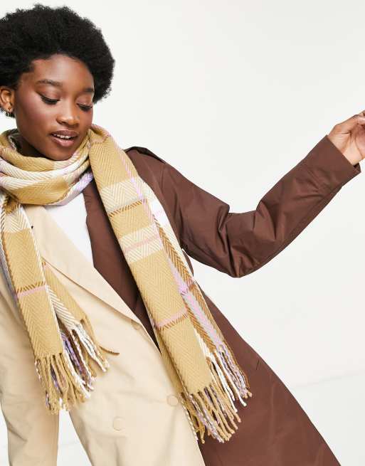 Camel check shop scarf