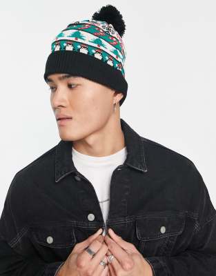 Boardmans christmas fair isle knit beanie in multi