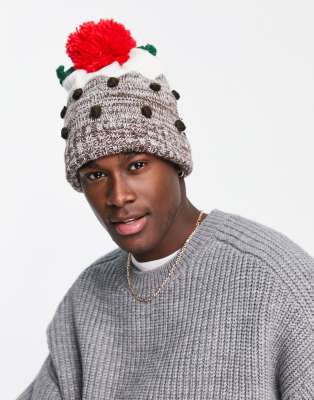 Boardmans Christmas Pudding Bobble Hat In Red