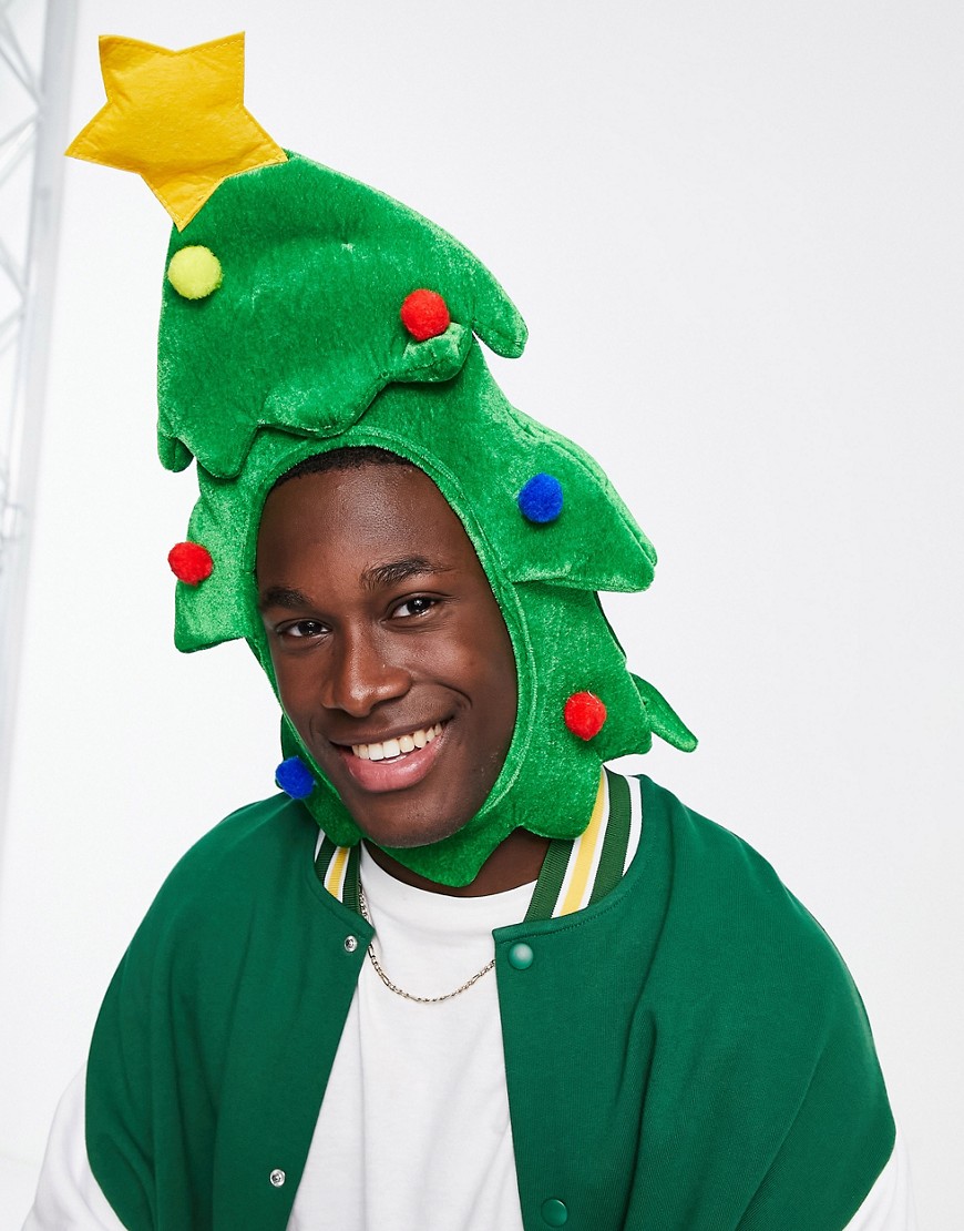 christmas tree face hat in green