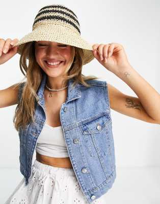 Boardmans Boardmans cloche sun hat with stripe in straw-Multi