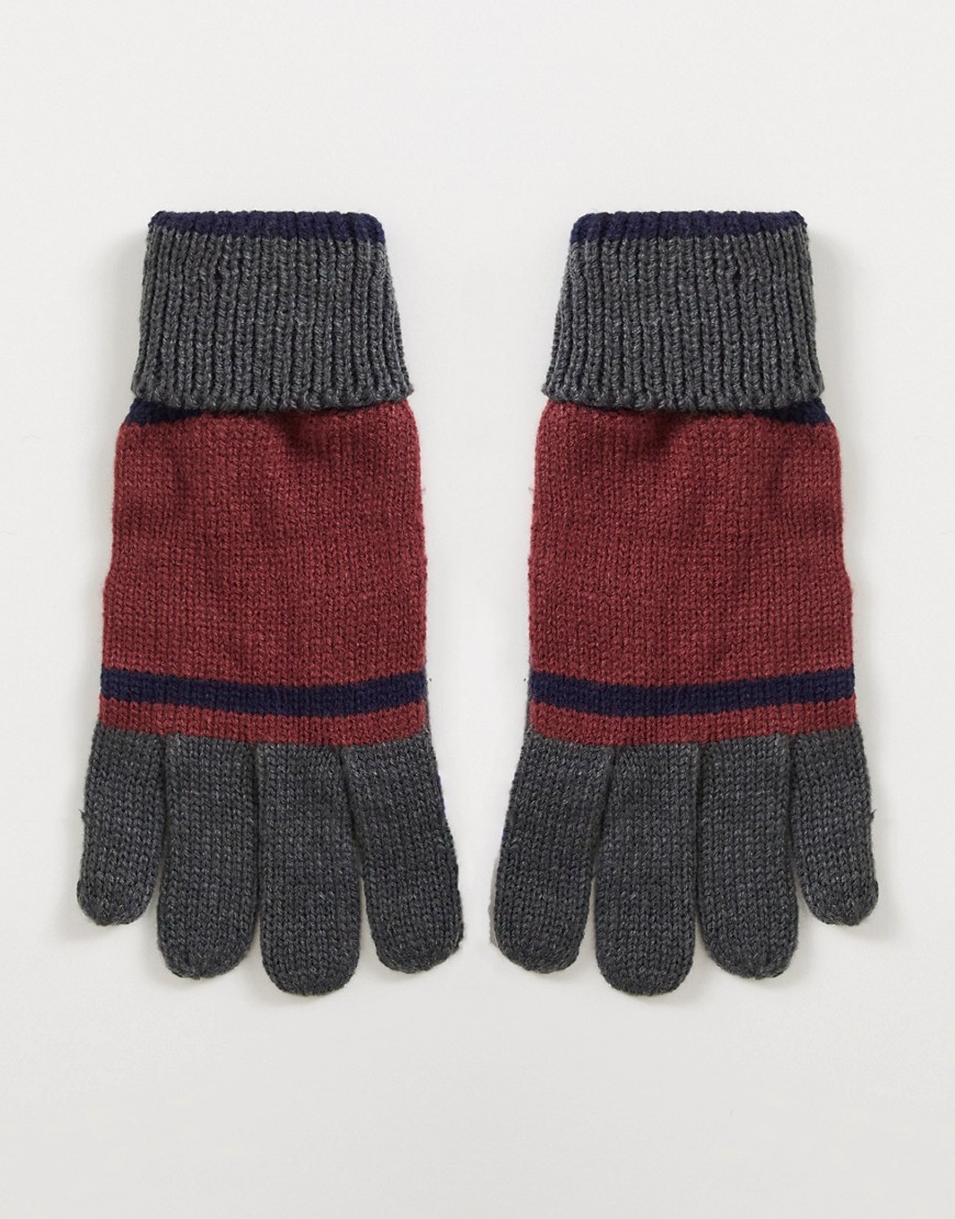 Boardmans colour block gloves-Red