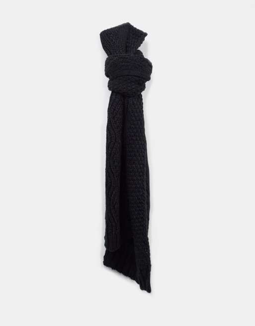 Boardmans - Darby - Sciarpa in maglia a trecce color nero