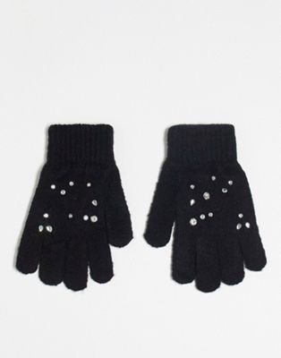 Boardmans embellished gloves in black