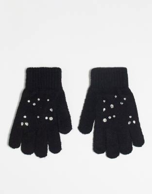 Boardmans Embellished Gloves In Black