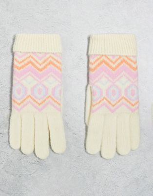 Boardmans fair isle gloves in cream