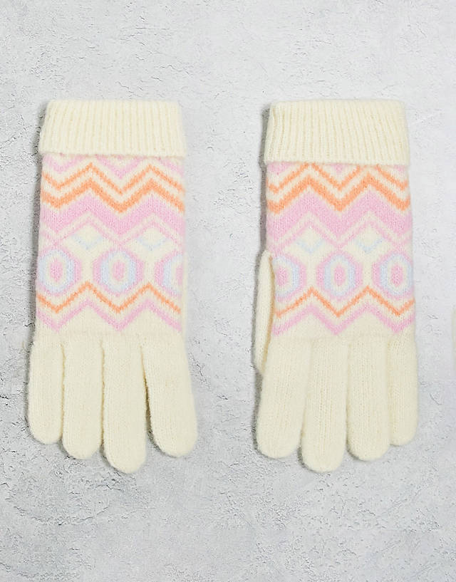 Boardmans - fair isle gloves in cream