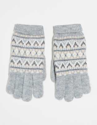 Fair Isle gloves in gray