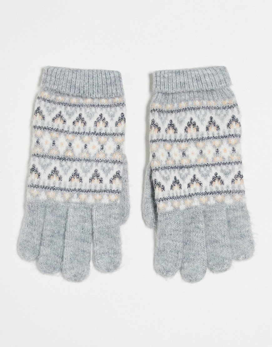 Boardmans Fair Isle gloves in gray