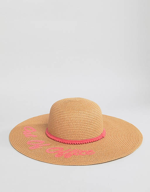 Boardmans Floppy Beach Hat With Out Of Office Slogan