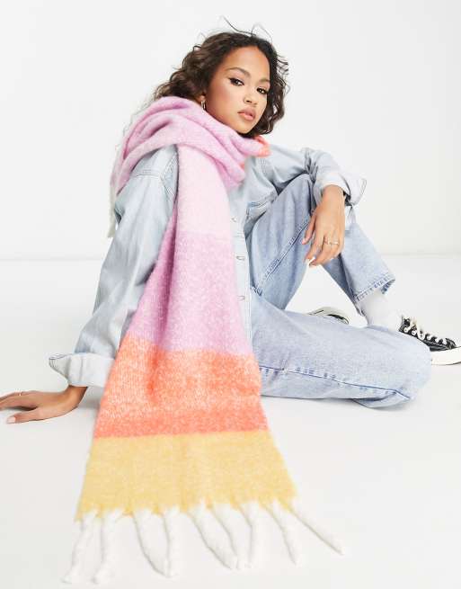 Boardmans fluffy check scarf in multi