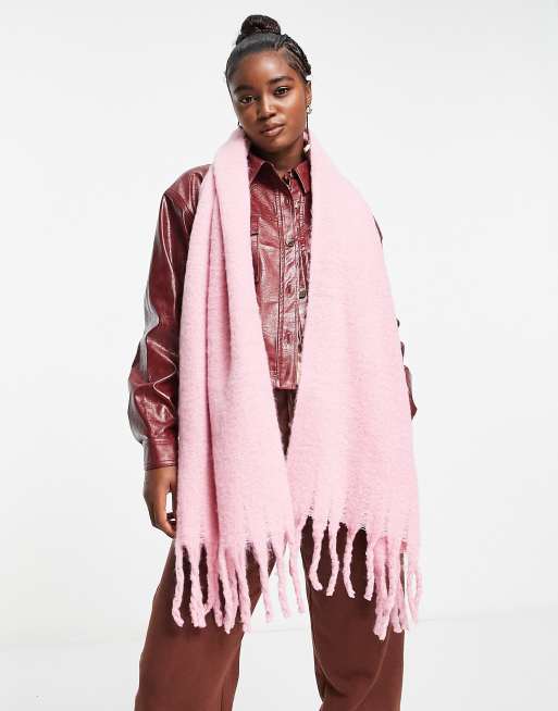 Boardmans fluffy woven scarf in pink | ASOS