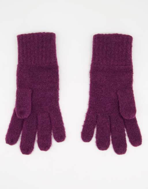 Boardmans - Gebreide handschoenen met siersteentjes en pareltjes in bessenkleur, 3 van 4
