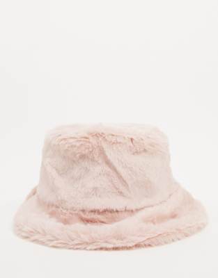 pink faux fur bucket hat