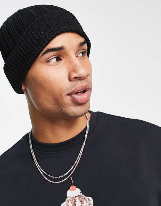 Boardmans knit ribbed beanie hat in black | ASOS