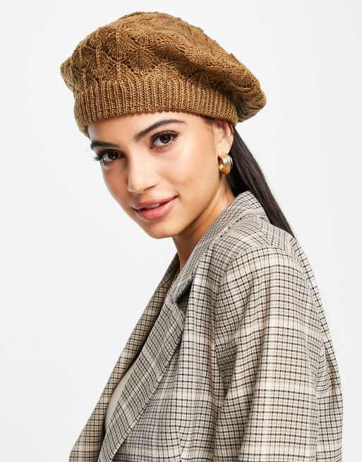 Boardmans knitted beret in camel | ASOS