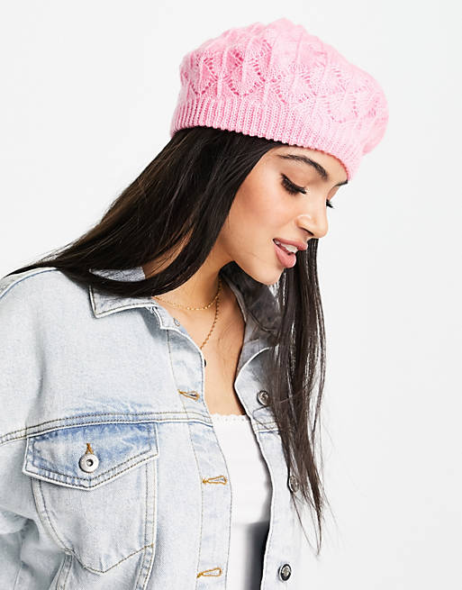 Boardmans knitted beret in pink