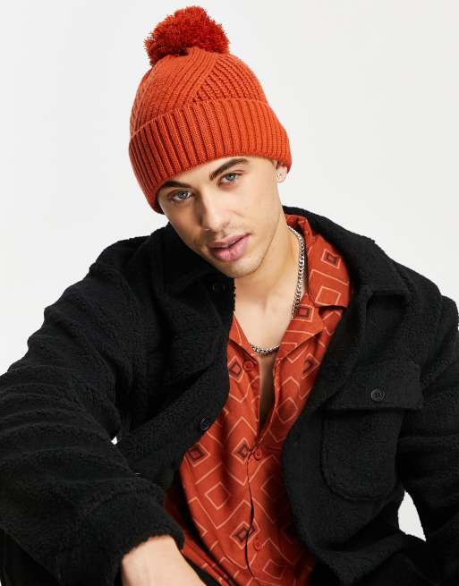 Boardmans knitted pom beanie in red