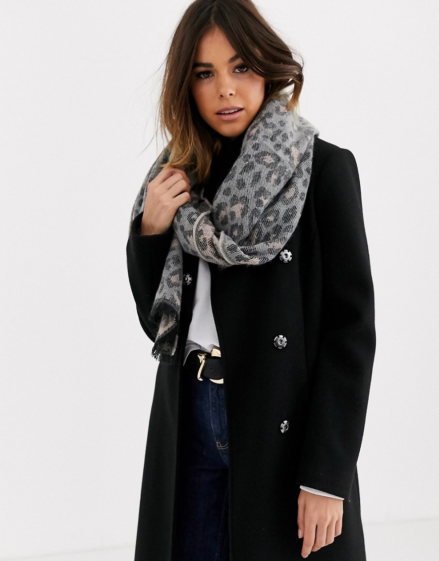 Boardmans leopard print woven scarf with fringe trim-Multi