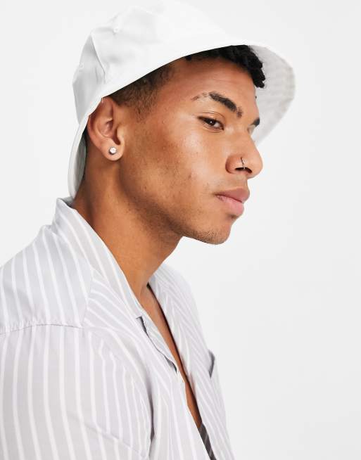 Boardmans material bucket hat WHITE ASOS