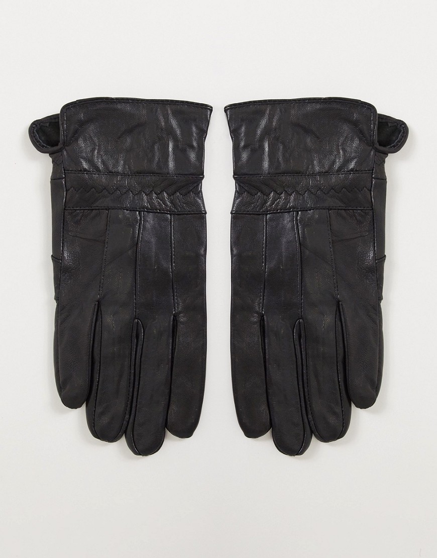 Boardmans patchwork leather gloves-Black