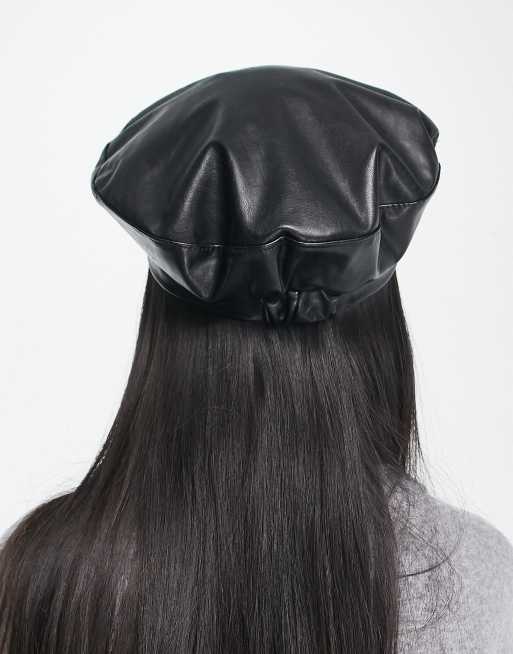 Boardmans PU beret in black, 3 of 4