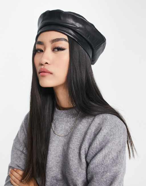 Boardmans PU beret in black, 4 of 4