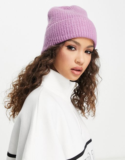 Boardmans ribbed knitted beanie in lilac | ASOS