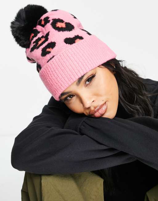 Boardmans – Różowa czapka beanie w zwierzęcy wzór