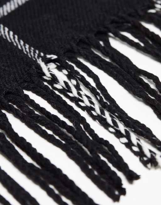 Boardmans - Sciarpa nera a quadri con frange, 4 di 4